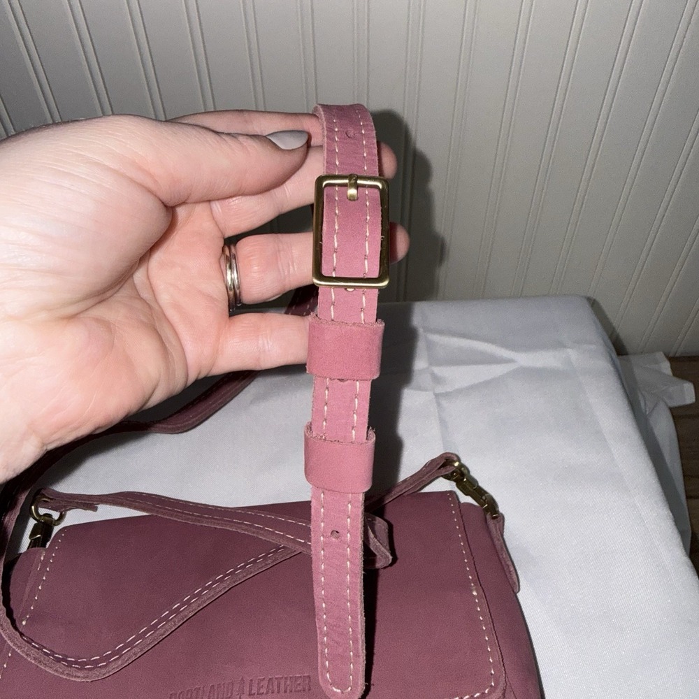Portland Leather Goods Leather Purse Metro Mini Crossbody Foxglove Dusty Pink - Picture 4 of 12